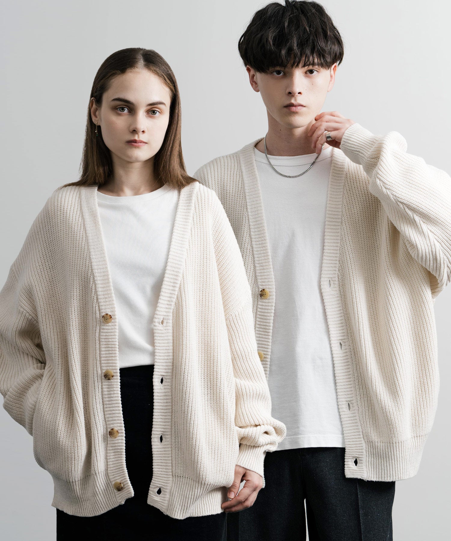 ハイバルキー片畦編み オーバーサイズ ウォッシャブルニット ビッグシルエットカーディガン 11313