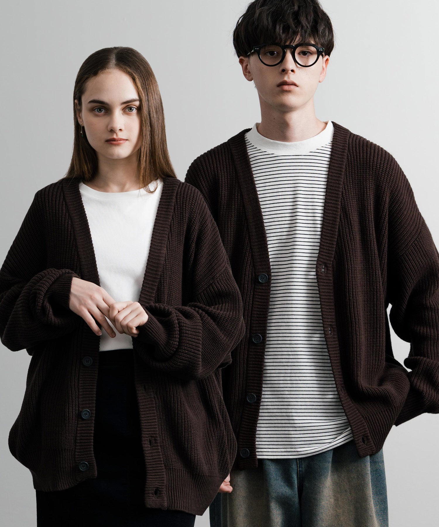 ハイバルキー片畦編み オーバーサイズ ウォッシャブルニット ビッグシルエットカーディガン 11313