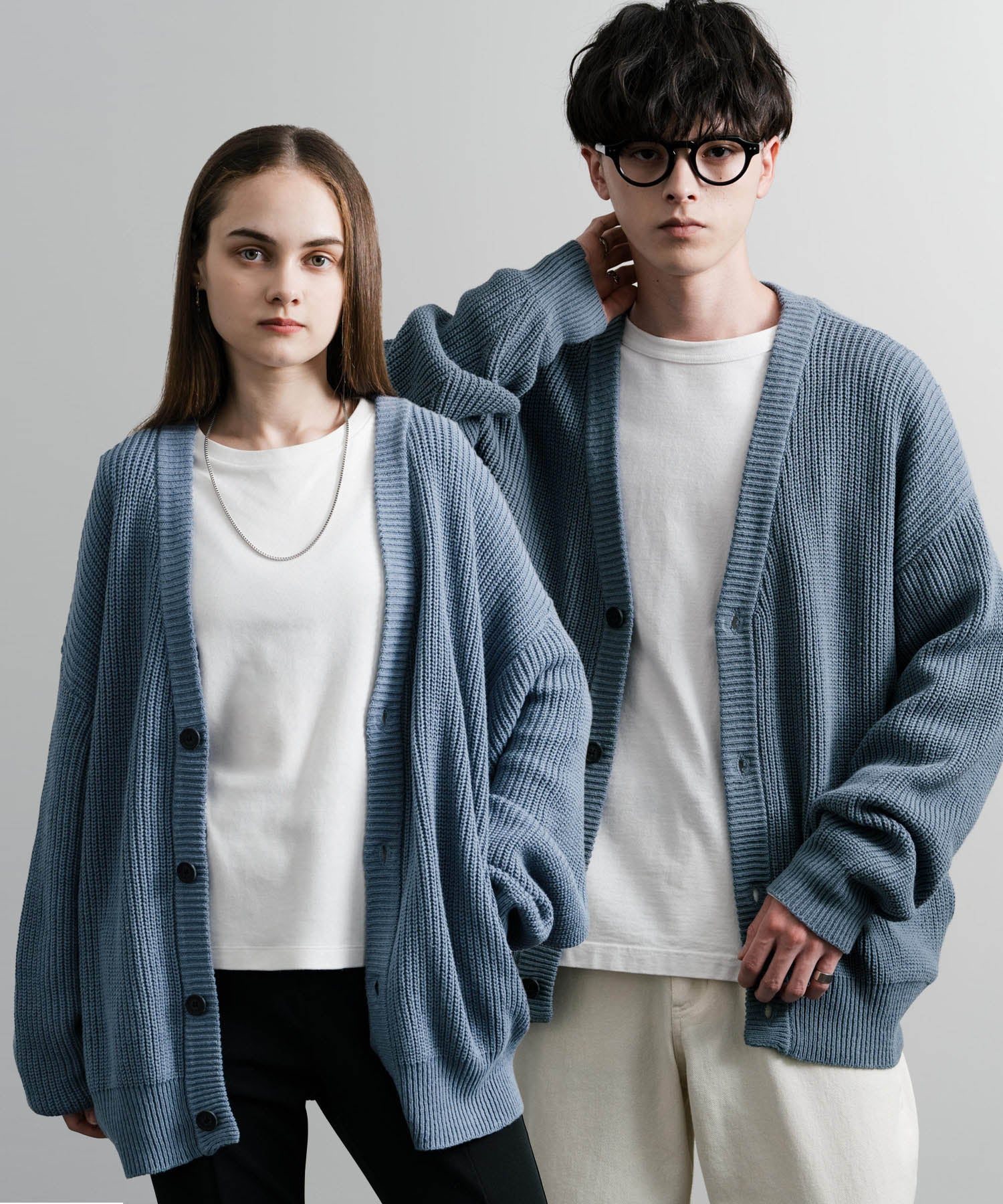 ハイバルキー片畦編み オーバーサイズ ウォッシャブルニット ビッグシルエットカーディガン 11313