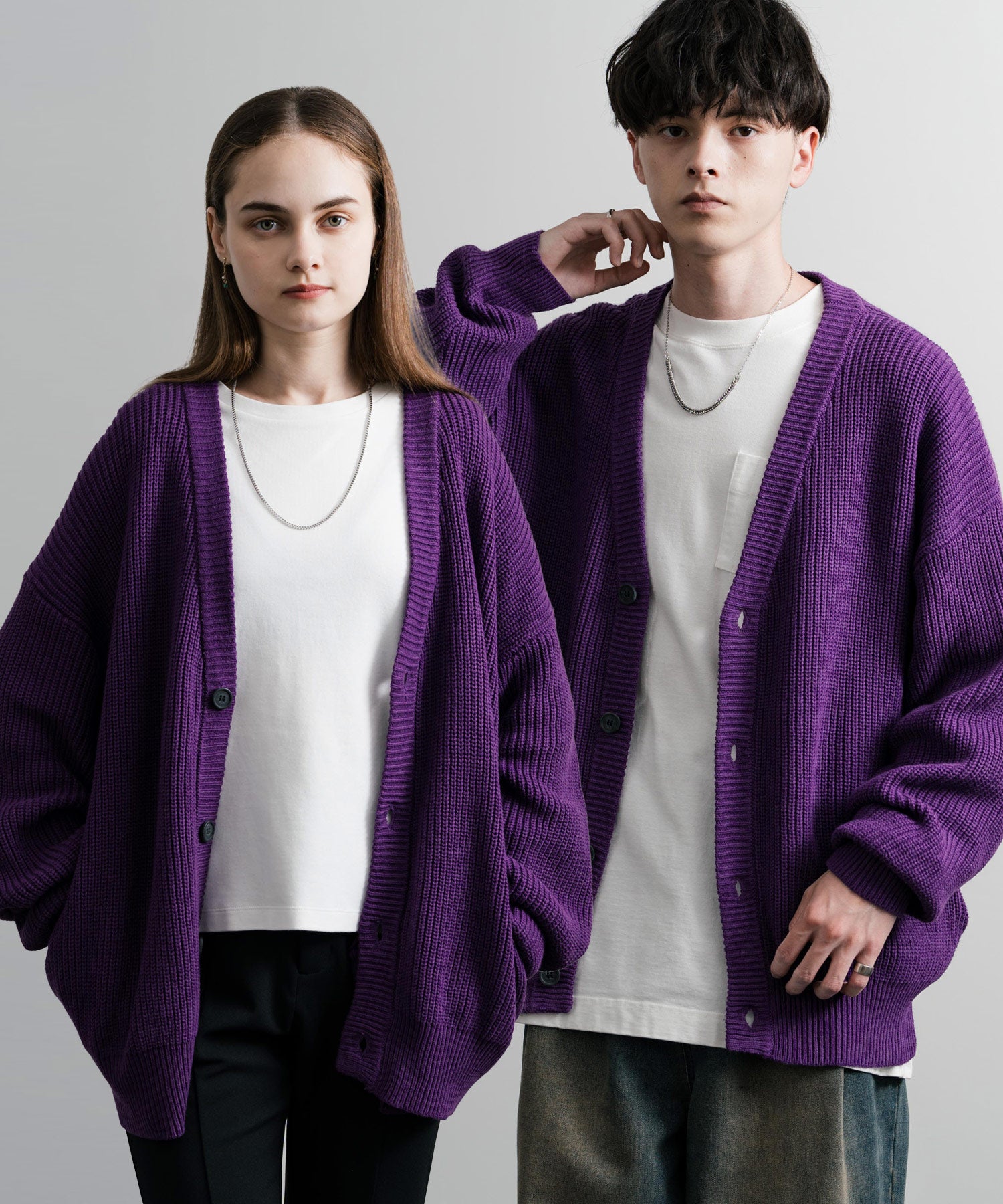 ハイバルキー片畦編み オーバーサイズ ウォッシャブルニット ビッグシルエットカーディガン 11313