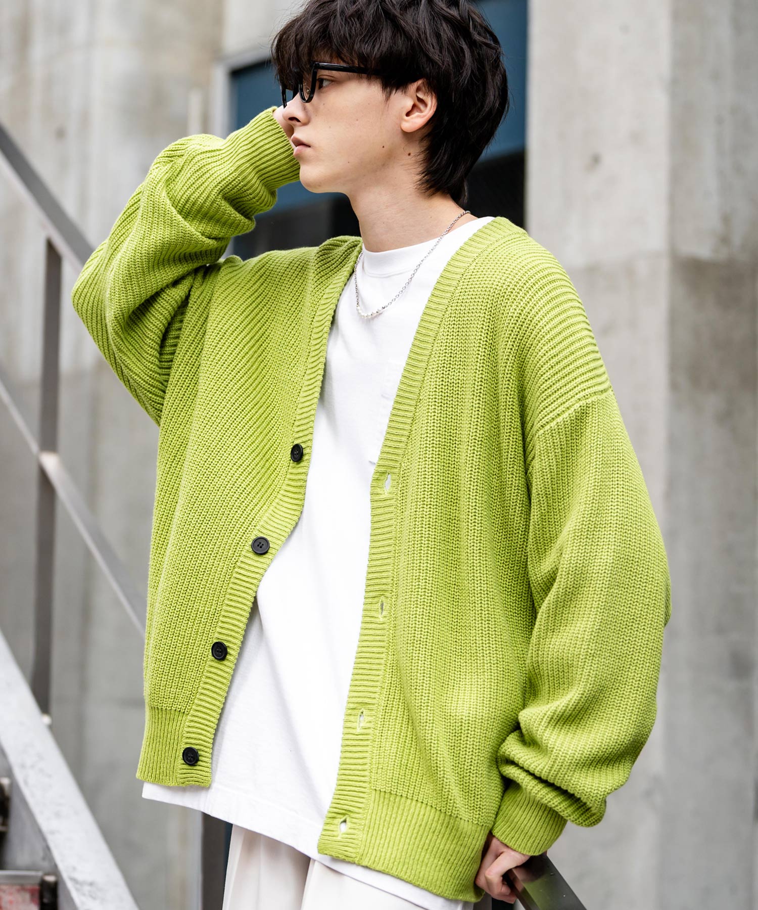 ハイバルキー片畦編み オーバーサイズ ウォッシャブルニット ビッグシルエットカーディガン 11313