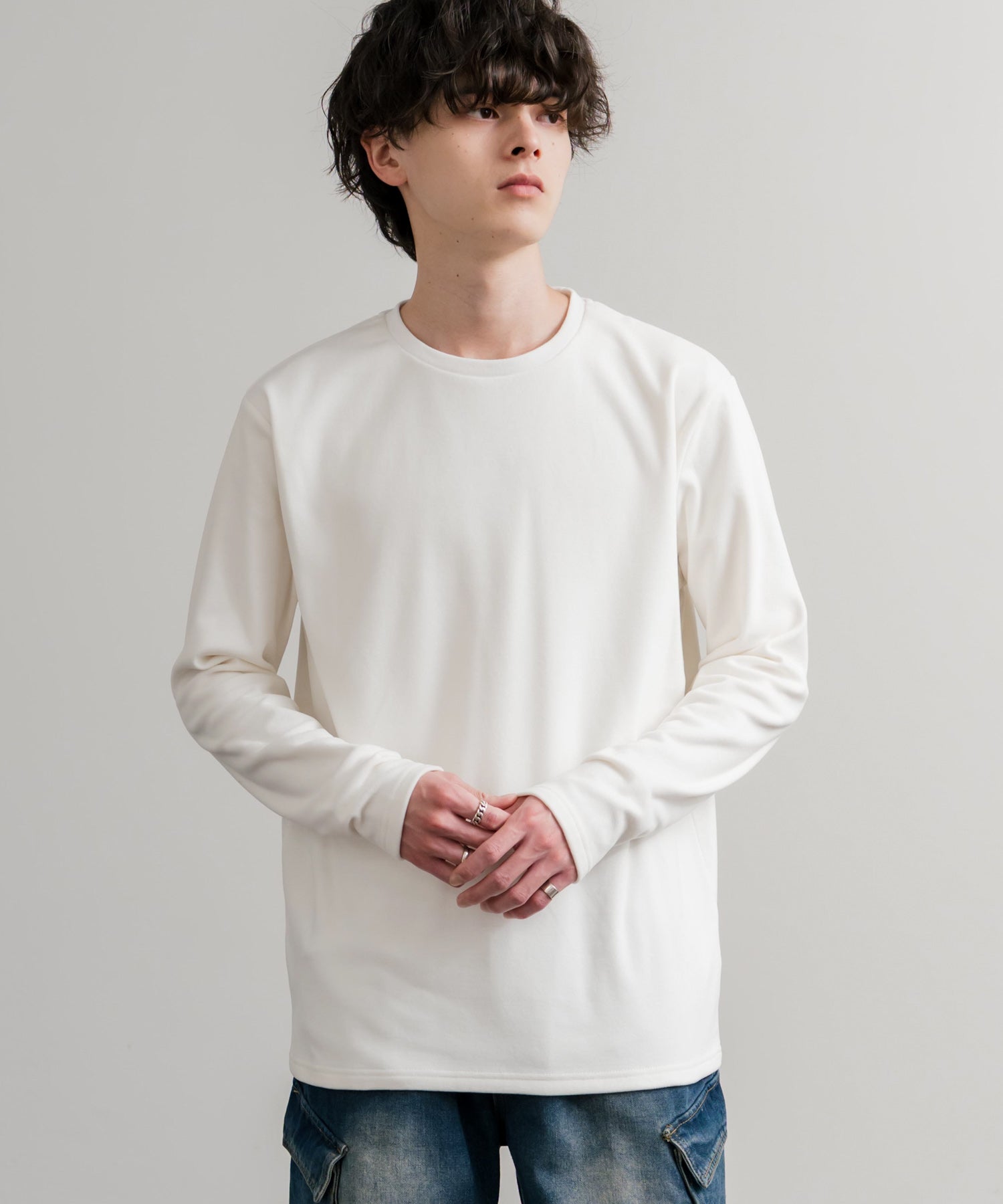 ストレッチフリースクルーネック長袖Tシャツ 14854