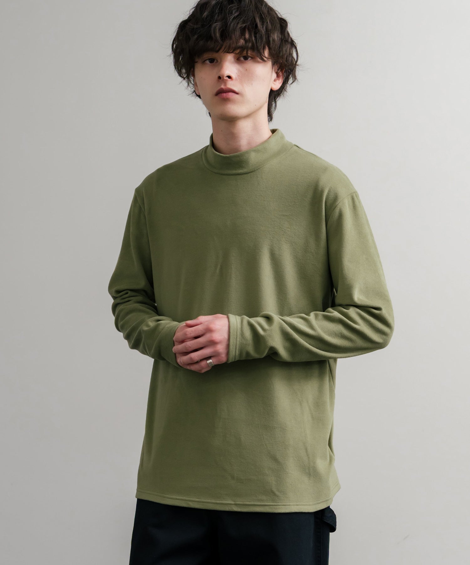 ストレッチフリースハイネック長袖Tシャツ 14855