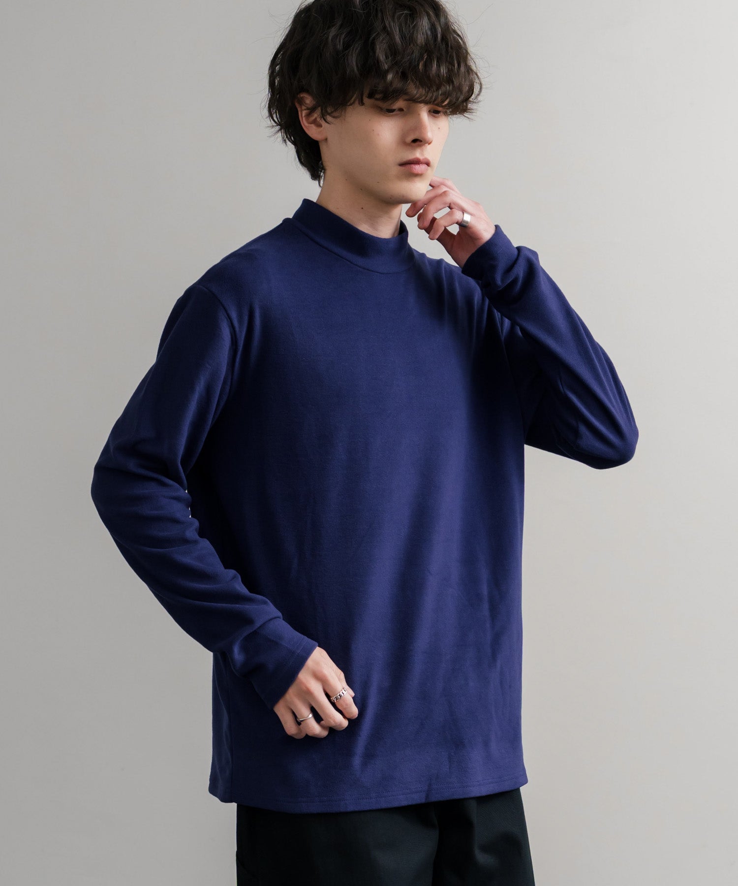 ストレッチフリースハイネック長袖Tシャツ 14855