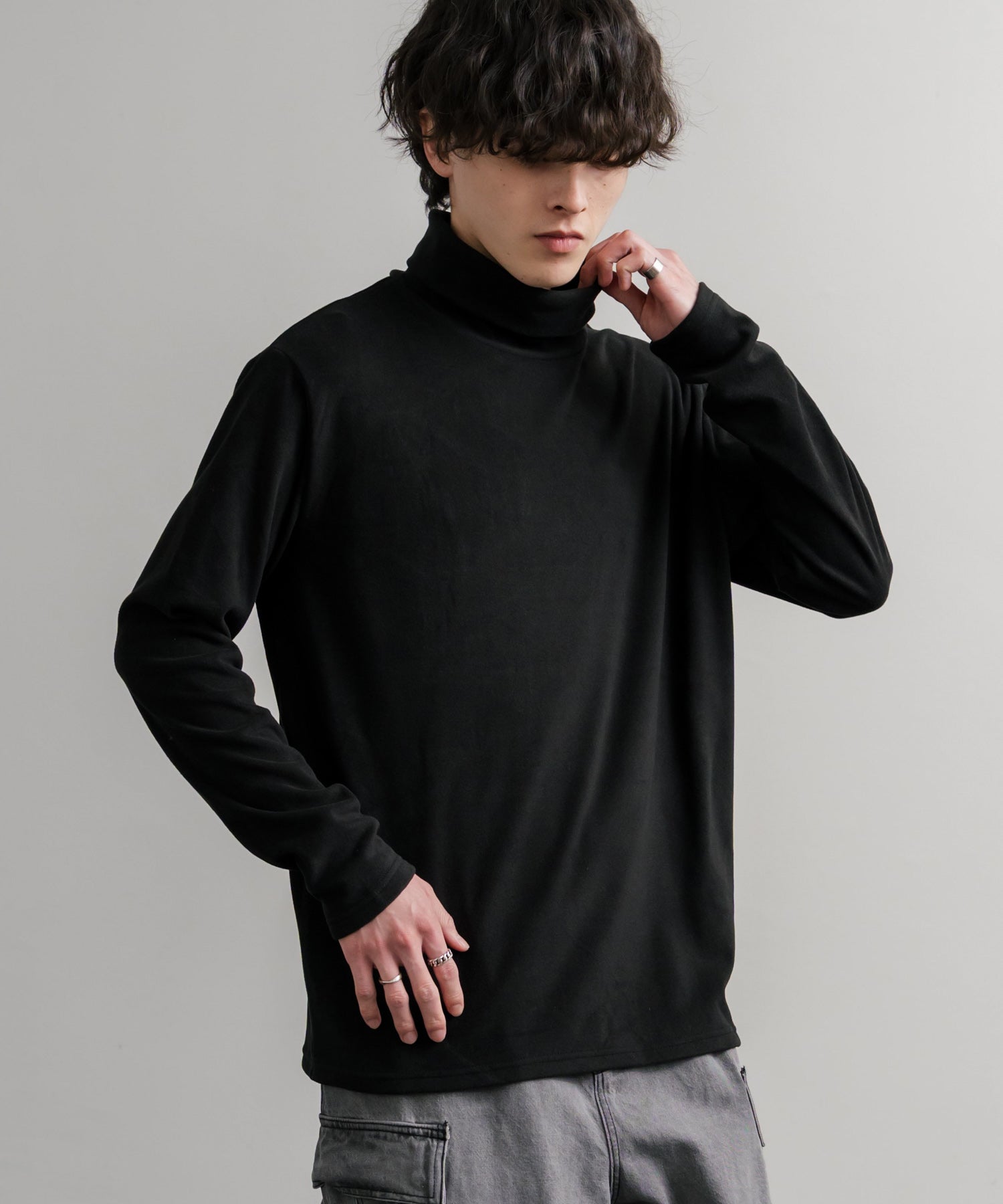 ストレッチフリースタートルネック長袖Tシャツ 14856