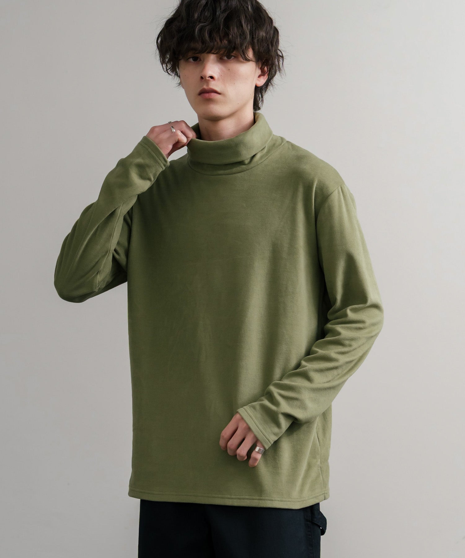 ストレッチフリースタートルネック長袖Tシャツ 14856