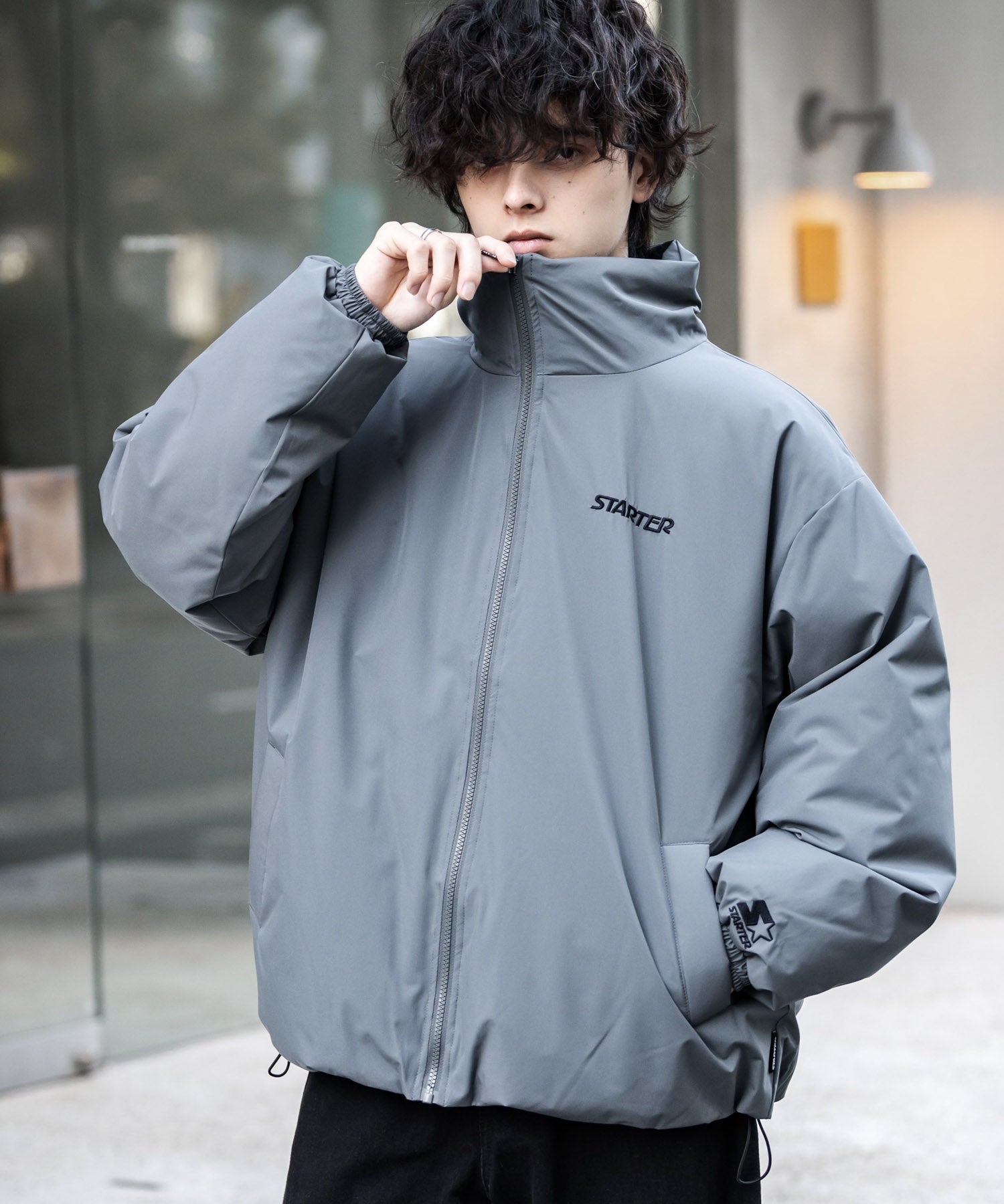 STARTER BLACK LABEL スターターブラックレーベル タスランファイバー中綿ワンポイントロゴ刺繍スタンドジャケット 15012