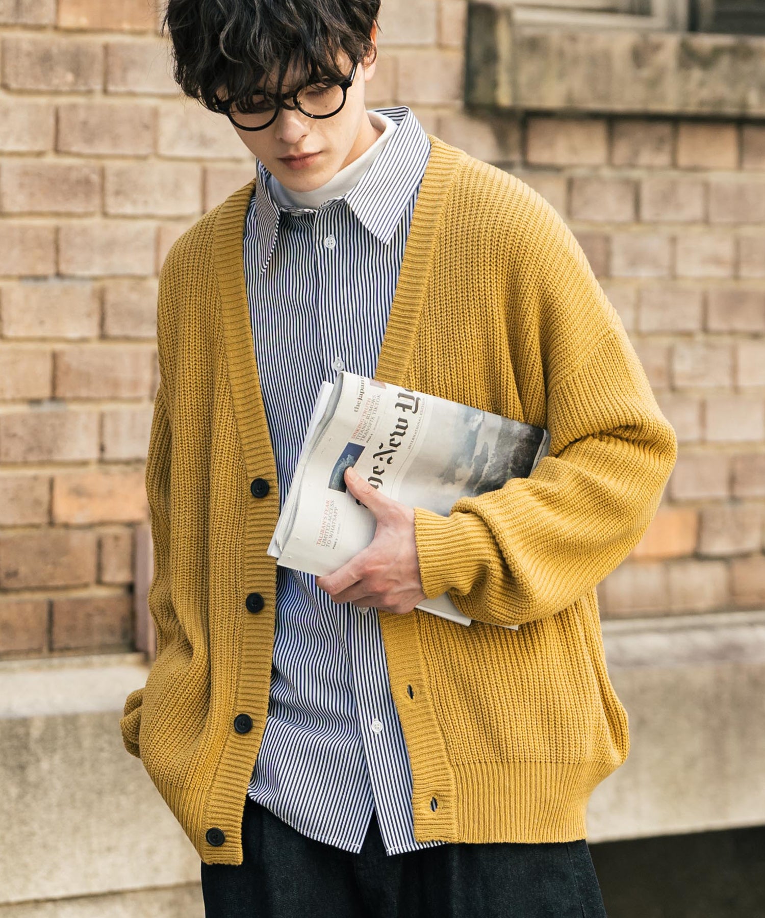 ハイバルキー片畦編み オーバーサイズ ウォッシャブルニット ビッグシルエットカーディガン 11313