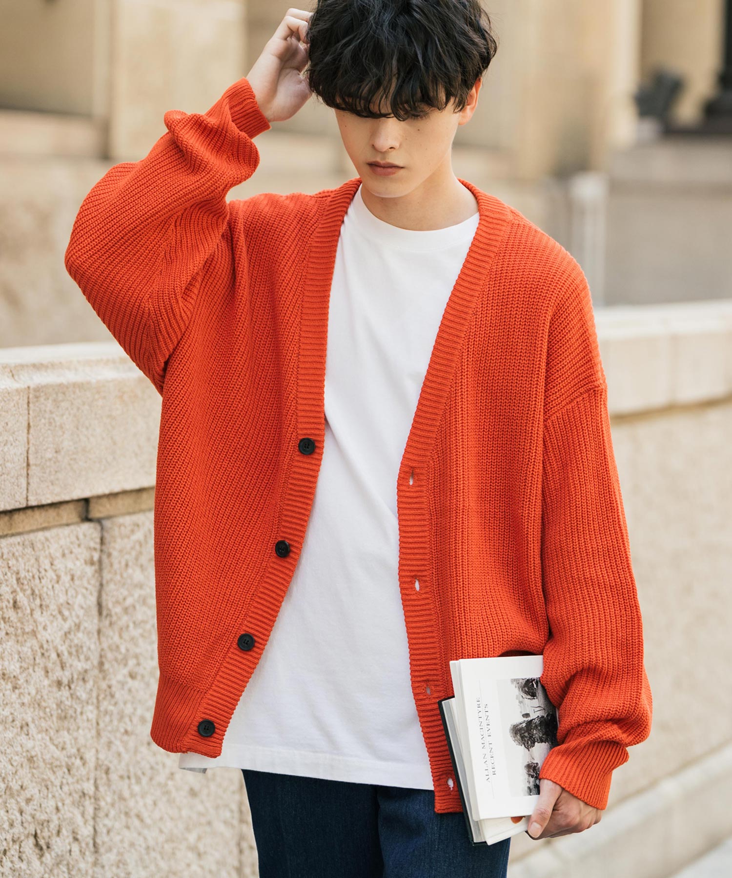 ハイバルキー片畦編み オーバーサイズ ウォッシャブルニット ビッグシルエットカーディガン 11313