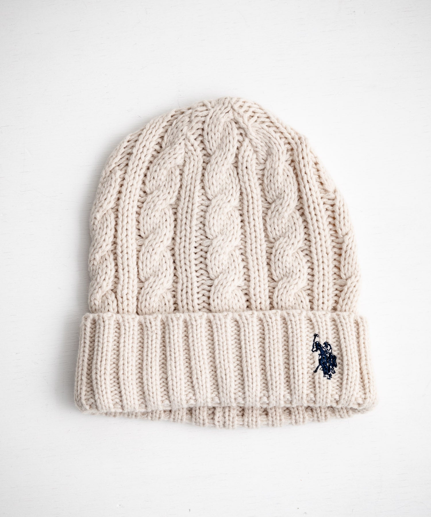 U.S. POLO ASSN. ユーエスポロアッスン cable Knitting beanie ワンポイントロゴ刺繍ケーブル編みニット帽 ニットキャップ ビーニー 14863