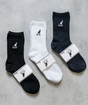 KANGOL カンゴール W's 3P ミドル丈スクールリブソックス/ワンポイント刺繍靴下 15688