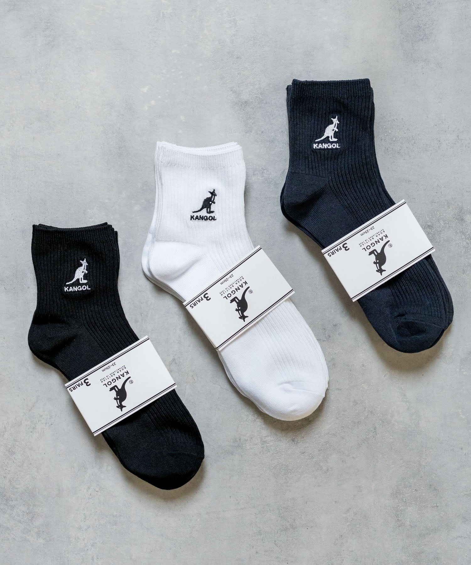 KANGOL カンゴール W's 3P クルー丈スクールリブソックス/ワンポイント刺繍靴下 15687