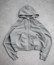 オーバーサイズ 裏毛ショート丈長袖ダブルジップパーカー 15435　【セットアップ可能】