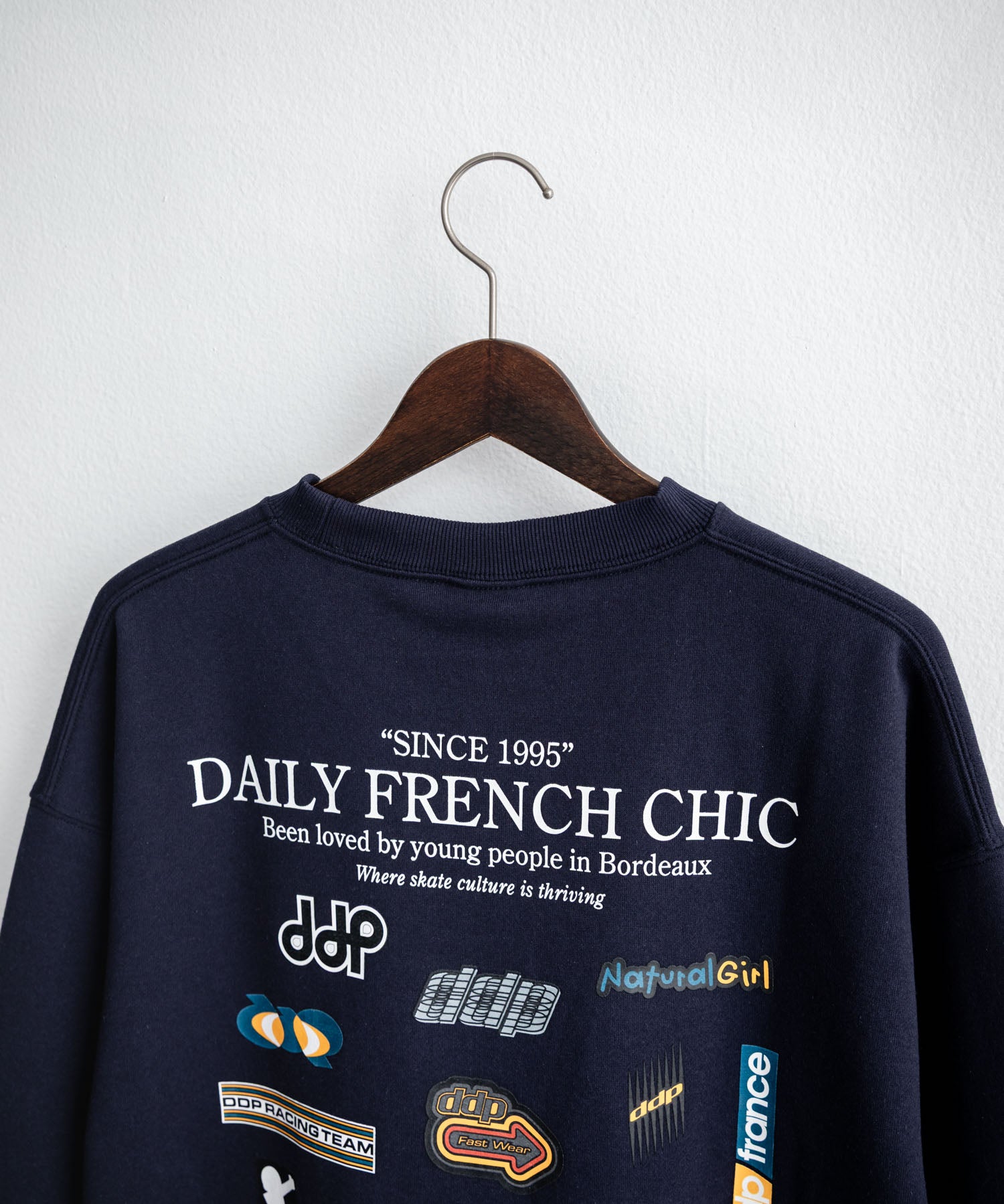 ddp ディーディーピー オーバーサイズグラフィックプリント裏起毛ロゴ刺繍クルーネック長袖トレーナースウェット 16247