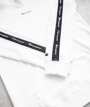Champion チャンピオン オーバーサイズ袖ラインロゴ裏毛プルオーバーパーカー Mens Hooded Sweatshirt