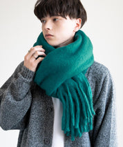 新色追加 モヘアタッチ ボリュームフリンジマフラー 無地/チェック	12999
