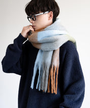 新色追加 モヘアタッチ ボリュームフリンジマフラー 無地/チェック	12999