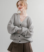 ハイバルキー片畦編み オーバーサイズ ウォッシャブルニット ビッグシルエットカーディガン 11313