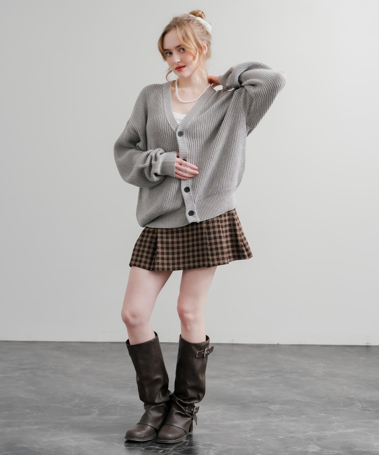 ハイバルキー片畦編み オーバーサイズ ウォッシャブルニット ビッグシルエットカーディガン 11313