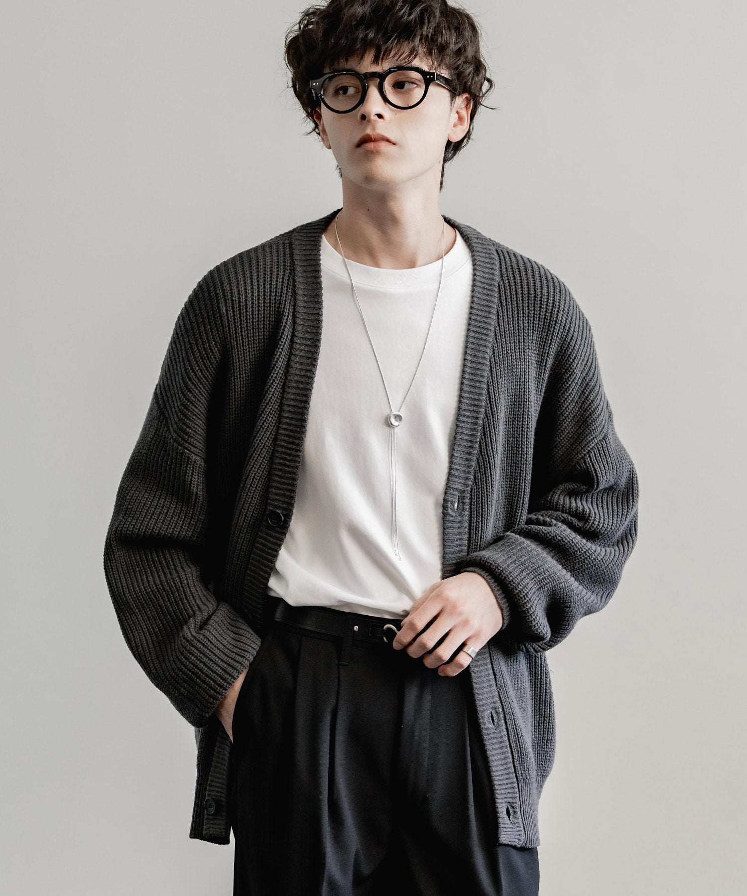 ハイバルキー片畦編み オーバーサイズ ウォッシャブルニット ビッグシルエットカーディガン 11313