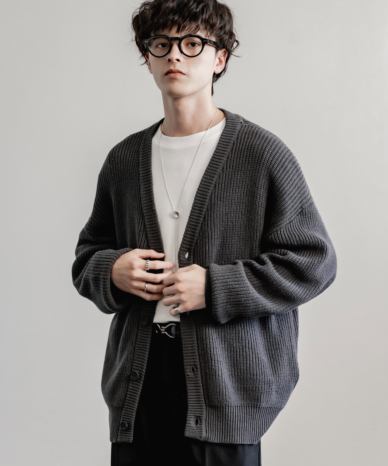 ハイバルキー片畦編み オーバーサイズ ウォッシャブルニット ビッグシルエットカーディガン 11313
