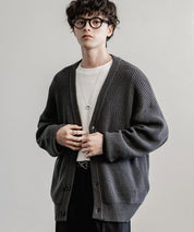ハイバルキー片畦編み オーバーサイズ ウォッシャブルニット ビッグシルエットカーディガン 11313