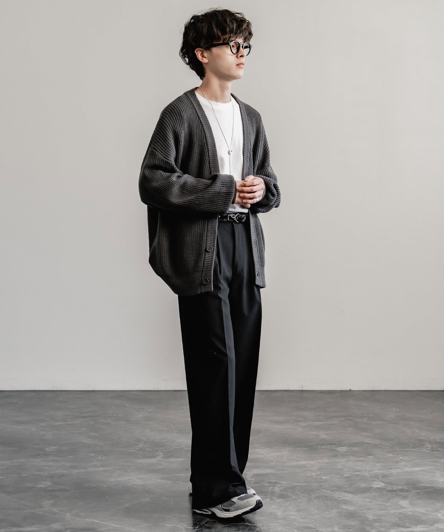 ハイバルキー片畦編み オーバーサイズ ウォッシャブルニット ビッグシルエットカーディガン 11313