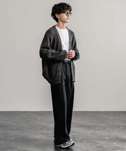 ハイバルキー片畦編み オーバーサイズ ウォッシャブルニット ビッグシルエットカーディガン 11313