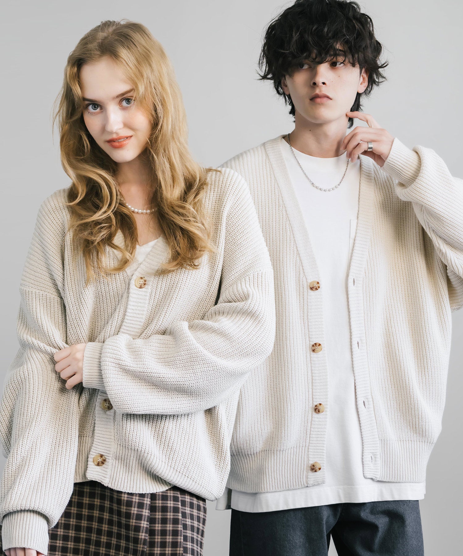 ハイバルキー片畦編み オーバーサイズ ウォッシャブルニット ビッグシルエットカーディガン 11313