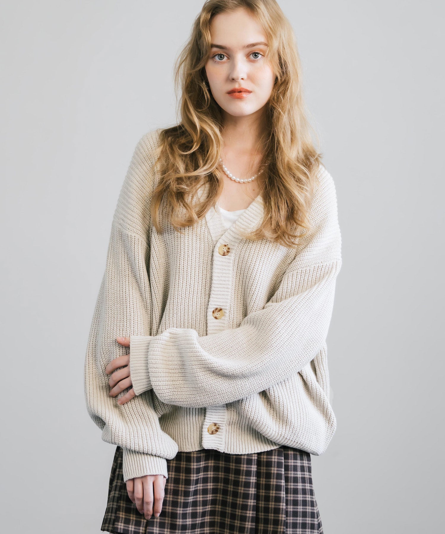 ハイバルキー片畦編み オーバーサイズ ウォッシャブルニット ビッグシルエットカーディガン 11313