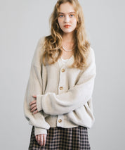 ハイバルキー片畦編み オーバーサイズ ウォッシャブルニット ビッグシルエットカーディガン 11313