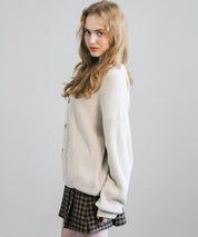 ハイバルキー片畦編み オーバーサイズ ウォッシャブルニット ビッグシルエットカーディガン 11313