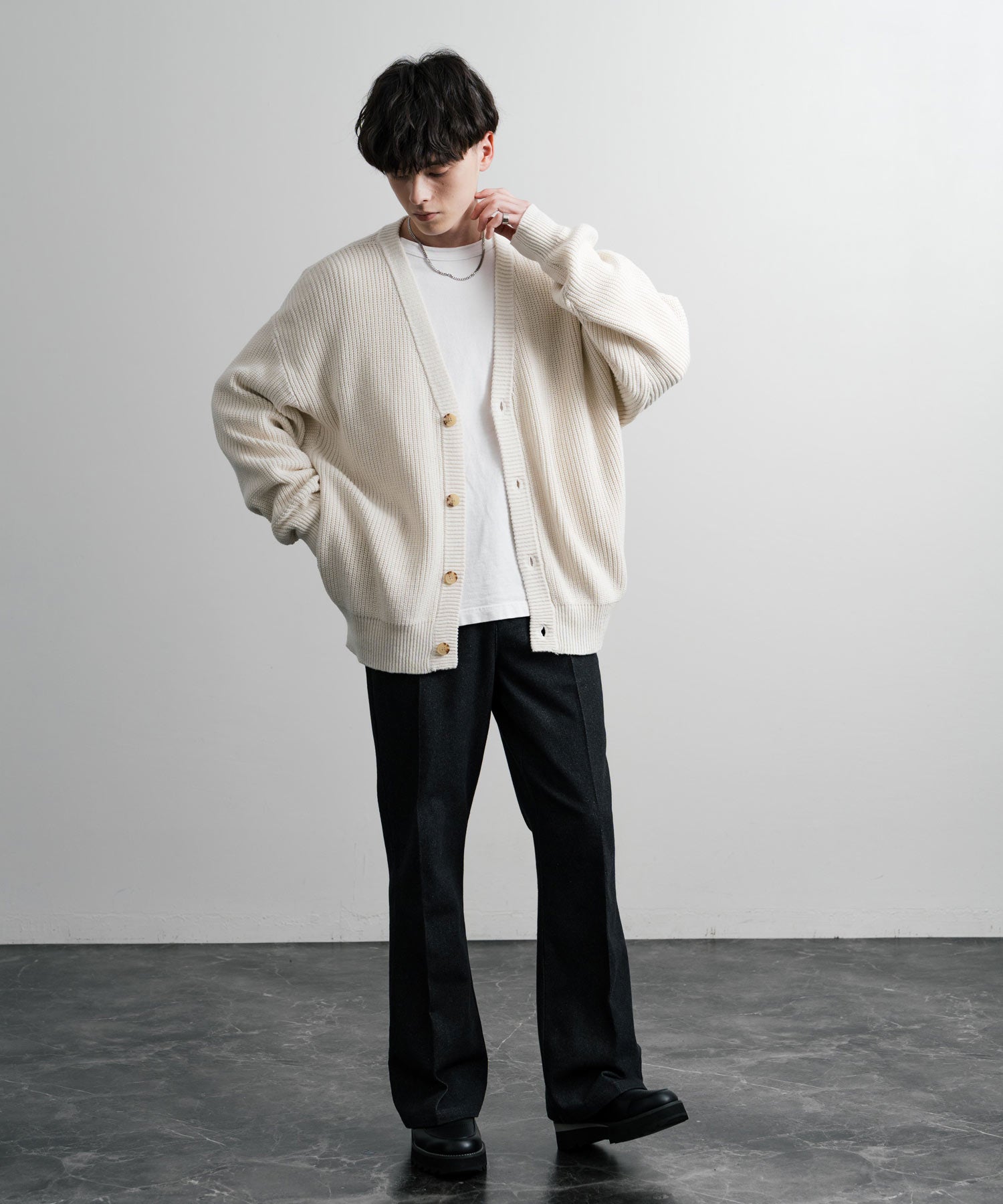 ハイバルキー片畦編み オーバーサイズ ウォッシャブルニット ビッグ