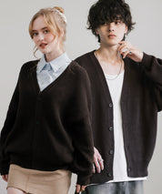 ハイバルキー片畦編み オーバーサイズ ウォッシャブルニット ビッグシルエットカーディガン 11313