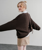 ハイバルキー片畦編み オーバーサイズ ウォッシャブルニット ビッグシルエットカーディガン 11313