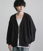 ハイバルキー片畦編み オーバーサイズ ウォッシャブルニット ビッグシルエットカーディガン 11313