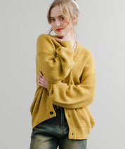 ハイバルキー片畦編み オーバーサイズ ウォッシャブルニット ビッグシルエットカーディガン 11313