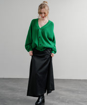 ハイバルキー片畦編み オーバーサイズ ウォッシャブルニット ビッグシルエットカーディガン 11313