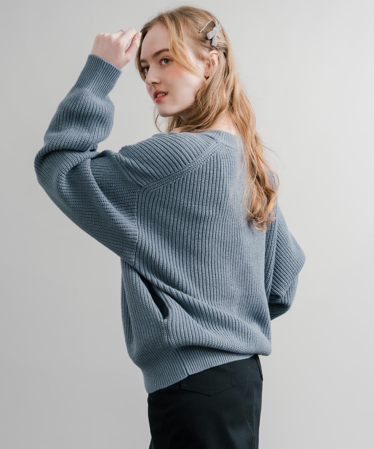 ハイバルキー片畦編み オーバーサイズ ウォッシャブルニット ビッグシルエットカーディガン 11313