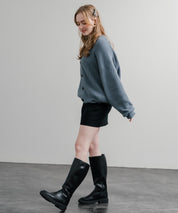 ハイバルキー片畦編み オーバーサイズ ウォッシャブルニット ビッグシルエットカーディガン 11313