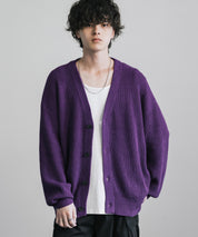 ハイバルキー片畦編み オーバーサイズ ウォッシャブルニット ビッグシルエットカーディガン 11313