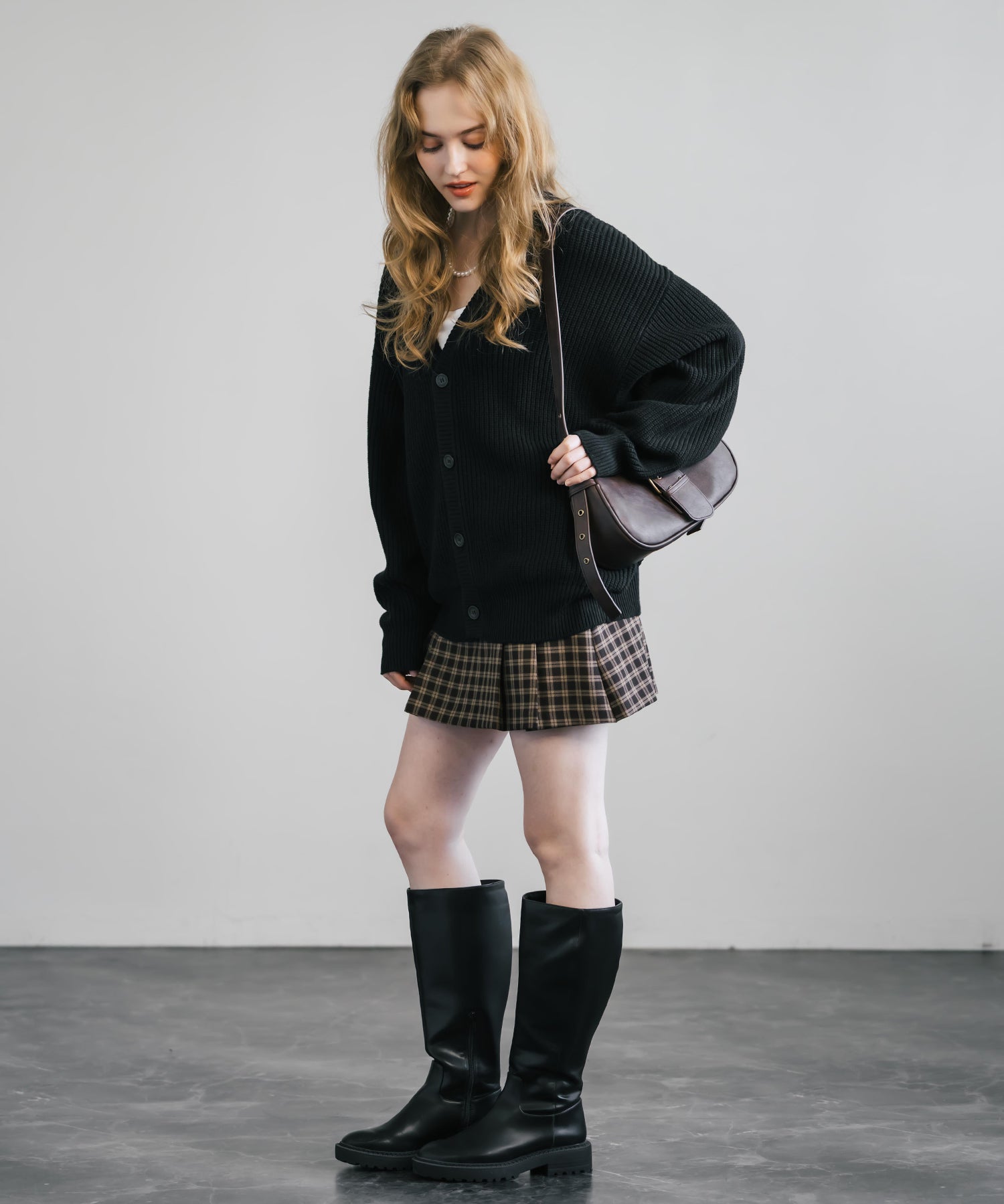 ハイバルキー片畦編み オーバーサイズ ウォッシャブルニット ビッグシルエットカーディガン 11313