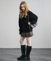 ハイバルキー片畦編み オーバーサイズ ウォッシャブルニット ビッグシルエットカーディガン 11313