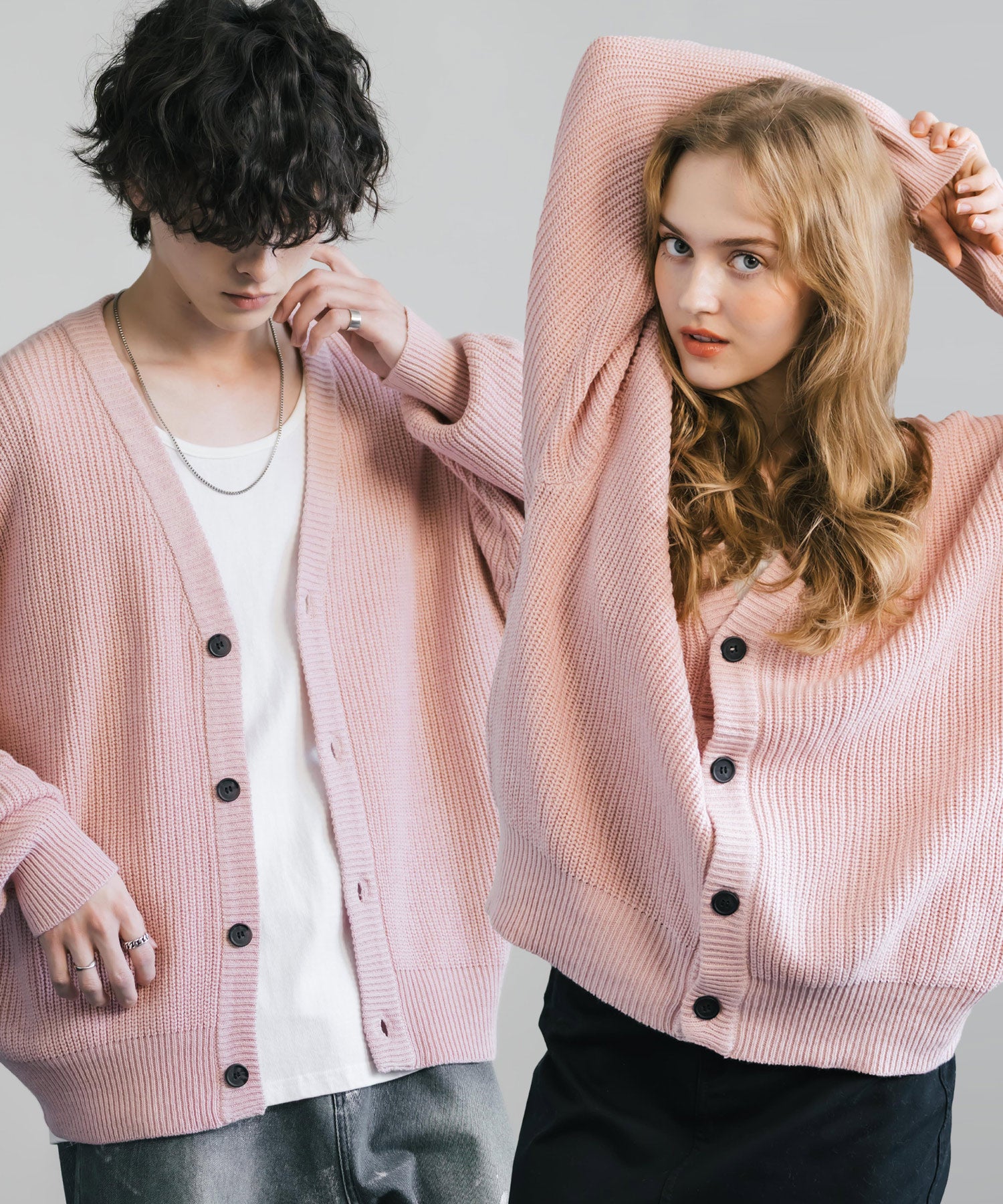 ハイバルキー片畦編み オーバーサイズ ウォッシャブルニット ビッグシルエットカーディガン 11313