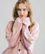 ハイバルキー片畦編み オーバーサイズ ウォッシャブルニット ビッグシルエットカーディガン 11313