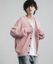 ハイバルキー片畦編み オーバーサイズ ウォッシャブルニット ビッグシルエットカーディガン 11313