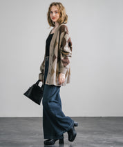 オーバーサイズ 総柄Vネックニットカーディガン アーガイル柄/チェック柄 11618