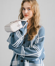 オーバーサイズ 総柄Vネックニットカーディガン アーガイル柄/チェック柄 11618