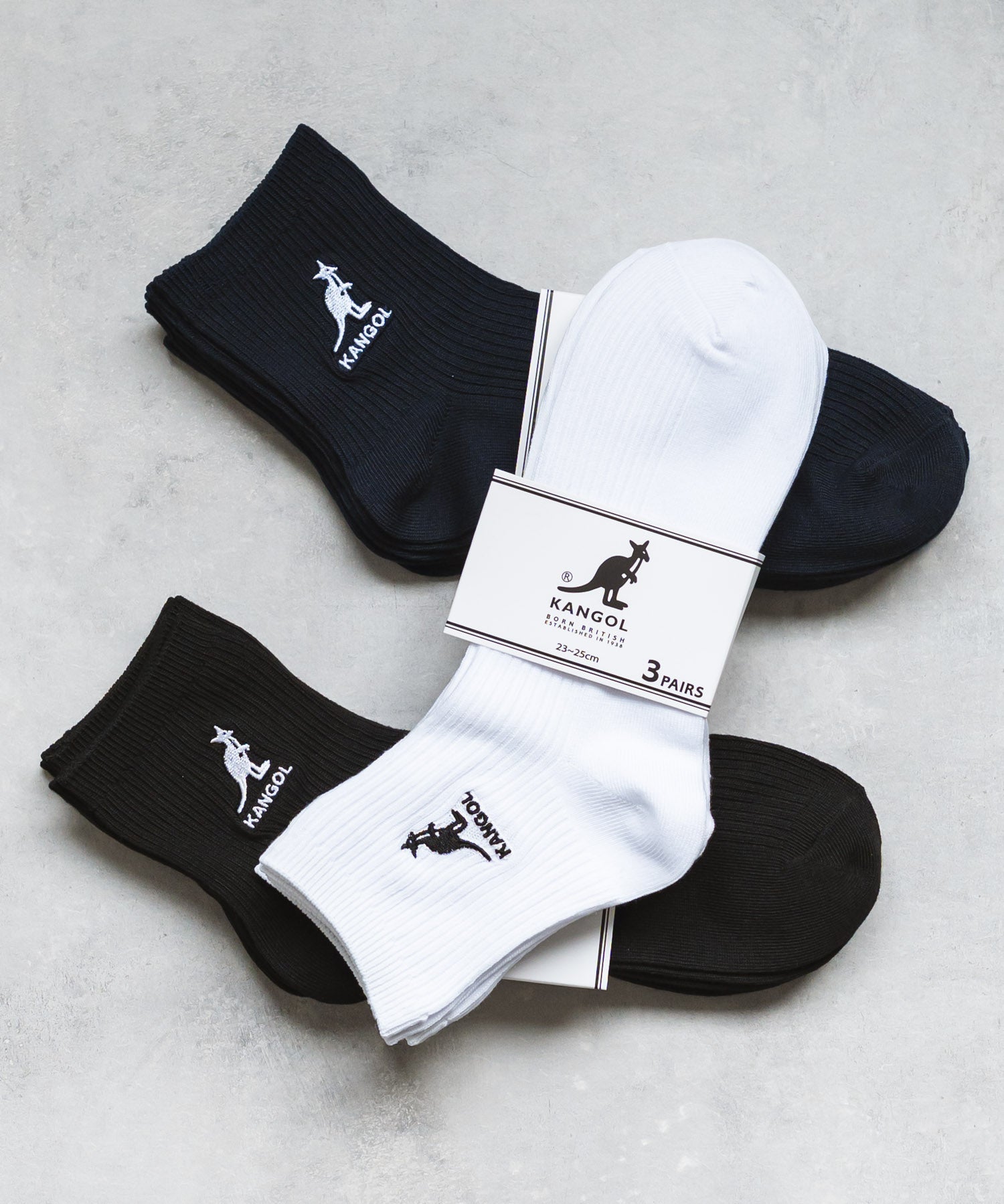 KANGOL カンゴール W's 3P クルー丈スクールリブソックス/ワンポイント刺繍靴下 15687