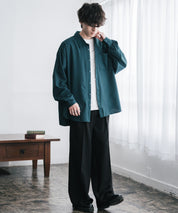 新色追加 オーバーサイズ レギュラーカラーストレッチ長袖シャツ 11915